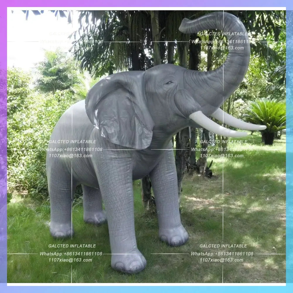 Inflatable Elephant Model Blow Up Cartoon Realistic Grey Giant Animal Figure Mascot for Outdoor Circus Events Advertising