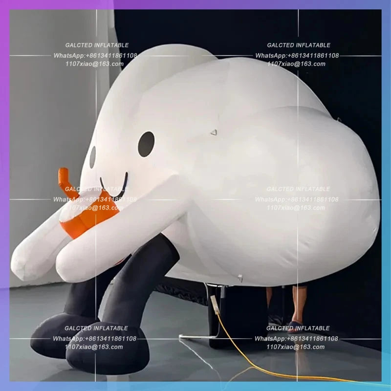 model hand coffee cup milk tea cup Inflatable cartoon sitting on the ground cloud  opening advertisement