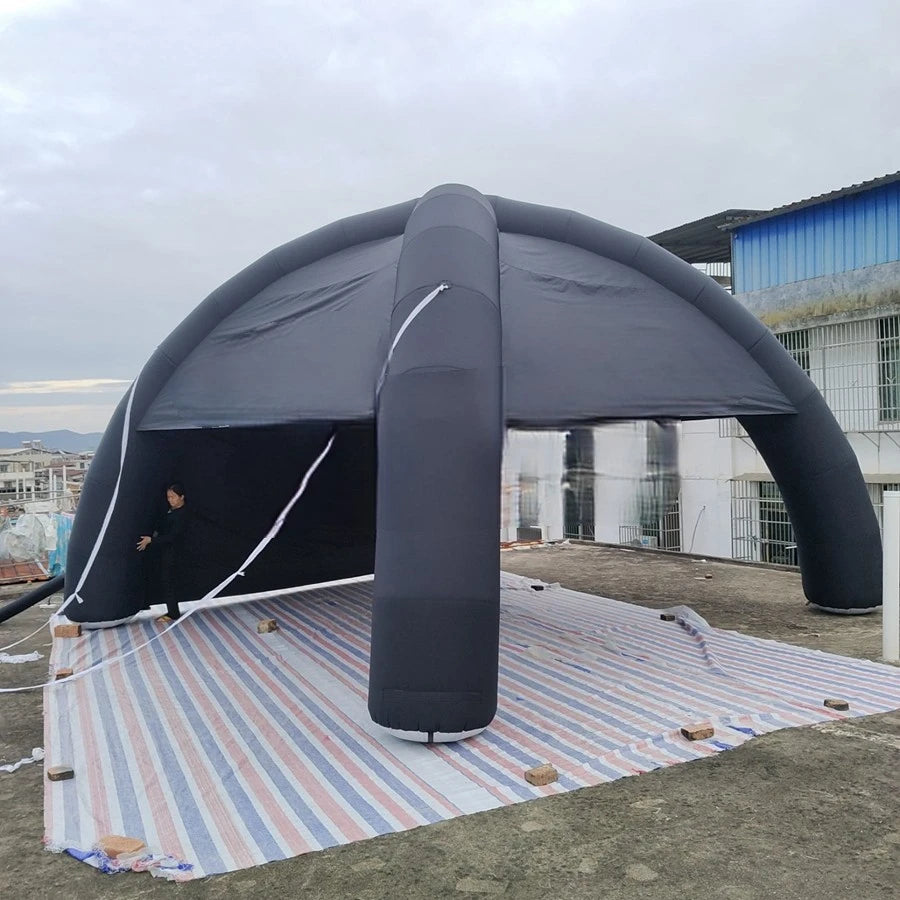 Marquee for Promotion Advertising 8m Diameter Full Black Inflatable Spider Shelter Tent with Back Cover Car Spider Party