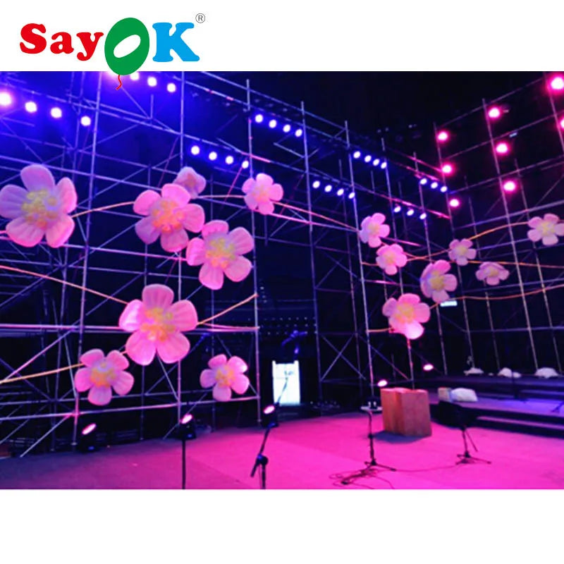 Inflatable Flower Hanging Decoration Giant Inflatable Flower with Remote Controller Air Blower for Show Bar Advertising