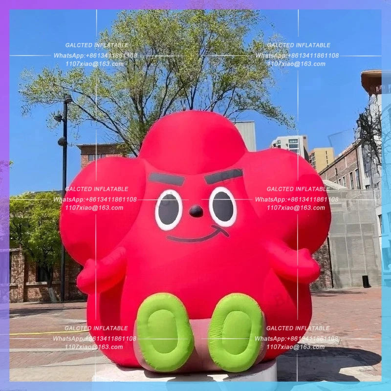 cute air blow red flower Red inflatable flower cartoon doll square decoration