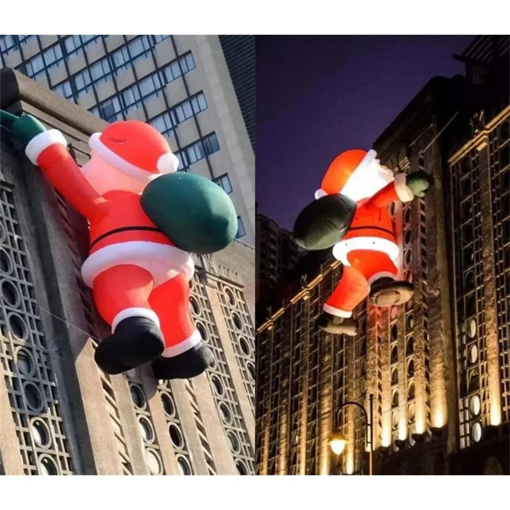 Inflatable Climbing Santa Claus Blow 3m 5m Giant  Up Father Christmas Cartoon Character for Outdoor Building Decoration