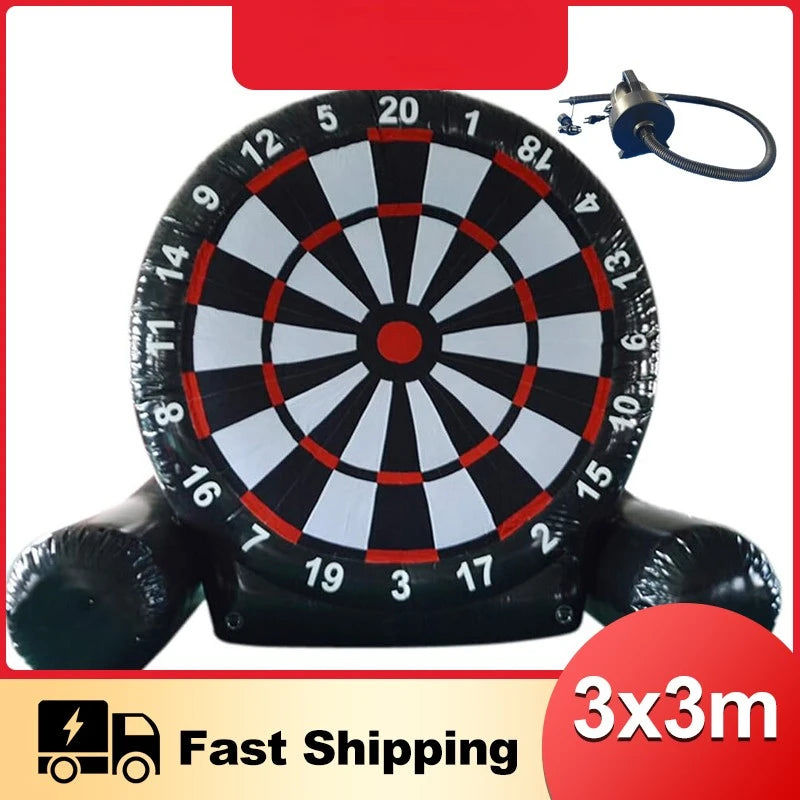Outdoor Soccer Games PVC Air Sealed Inflatable Soccer Dart Board with 6pcs Inflatable Soccer Balls and Electric Pump for