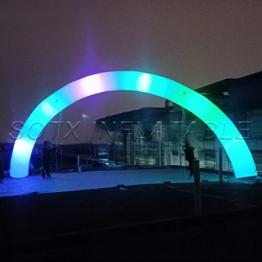 event or Party with LOGO New round 8x4m light standing curve inflatable archway,team's celebration decoration for
