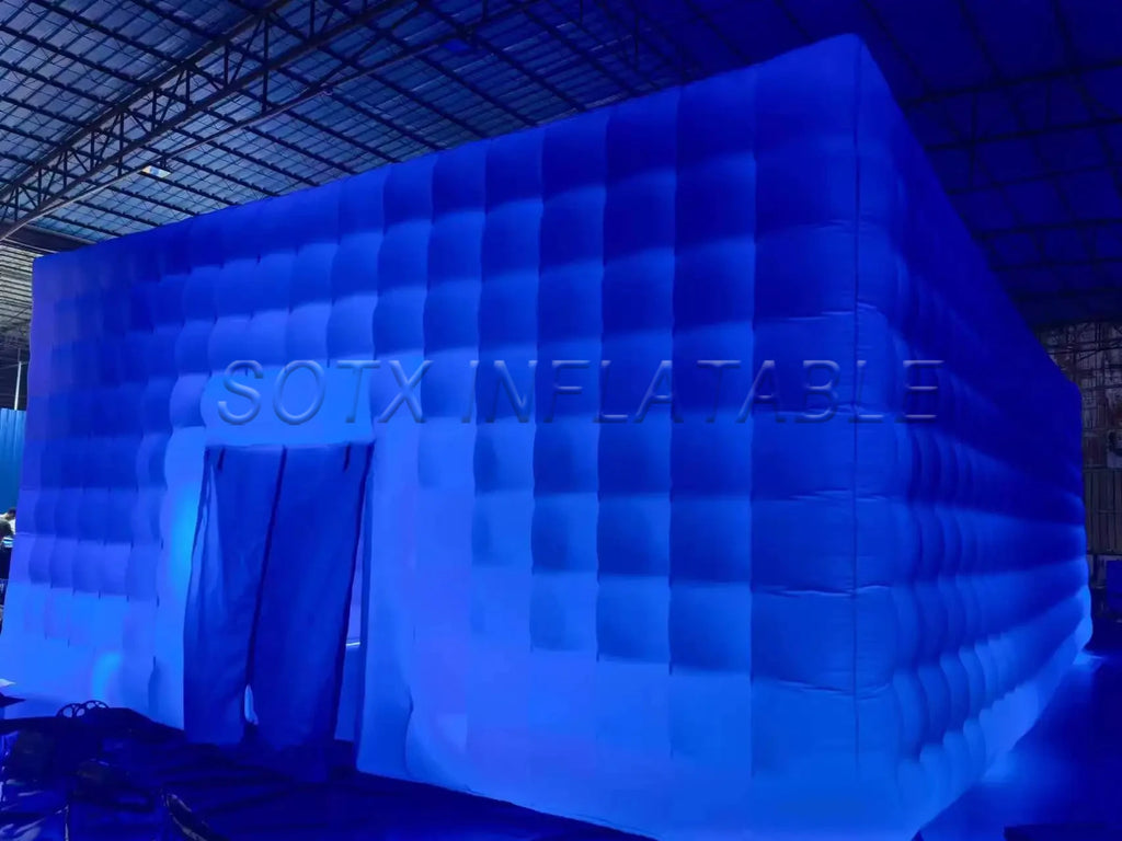Club For Wedding Events Portable Large Inflatable Cube Party Tent House With Led Lights White Black Nightclub Blow Up Night