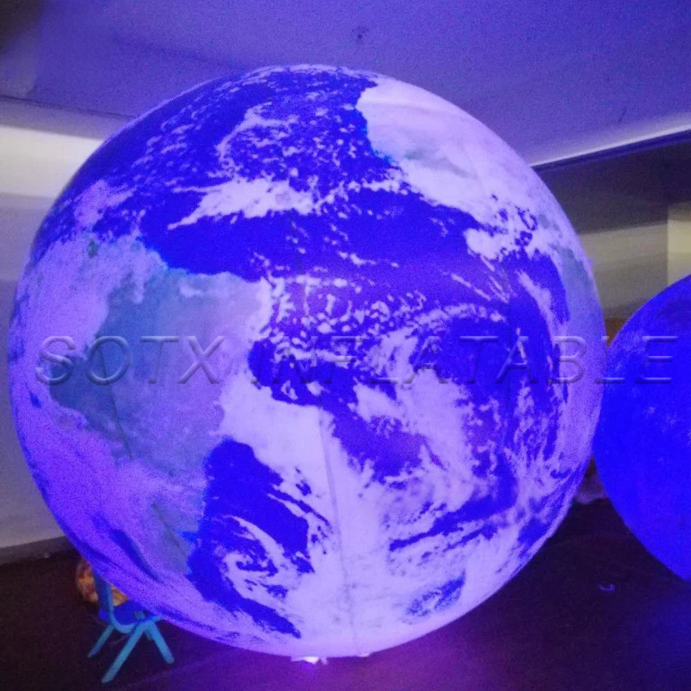 For Party Decoration Airtight PVC Inflatable Earth Ball With Led Lights Giant Inflatable Earth Globe Solar System Planet Balloon