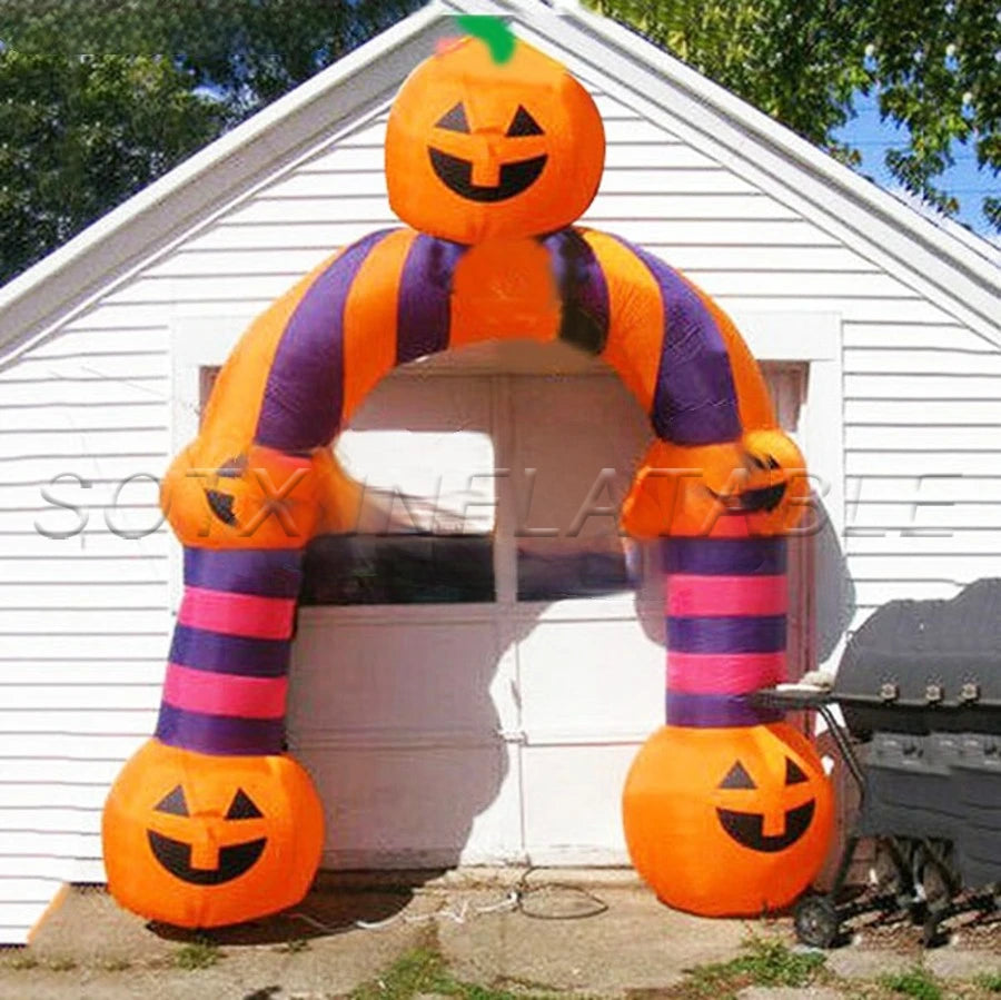 Entering Door On Sale Reuse For Years Peculiar Halloween Funny Party Decorations Inflatable Pumpkin Multiple Stacks Archway