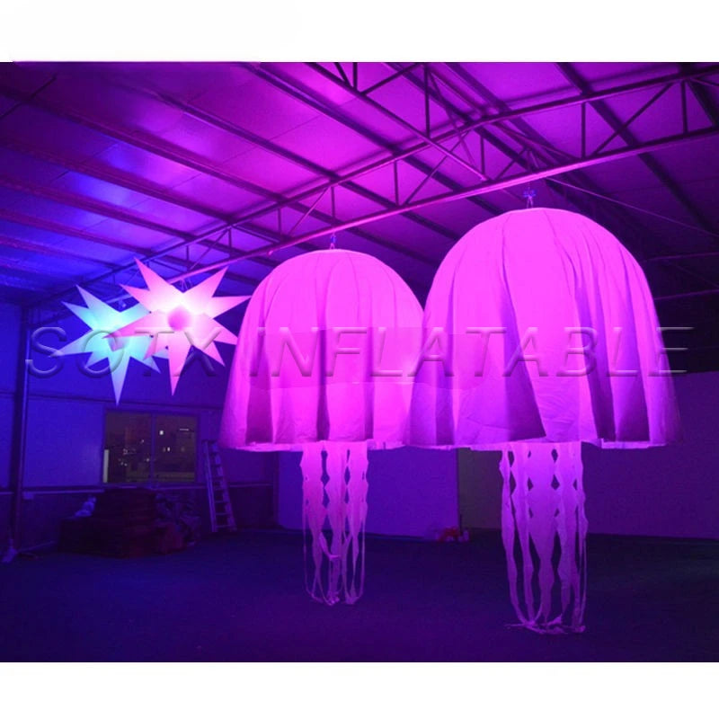 Party Decoration LED Light Inflatable Jellyfish Balloon, Colorful Lighting, Hanging Jellyfish Model, Club