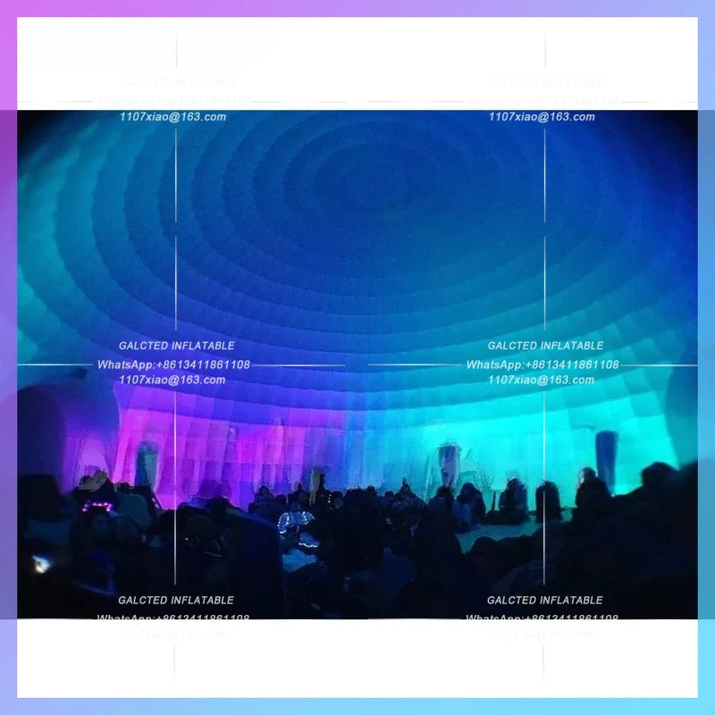 Inflatable Dome Tent With Led 10m 80persons Striking Oxford Outdoor Strips Disco Igloo Party Wedding House Air Marquee For Event