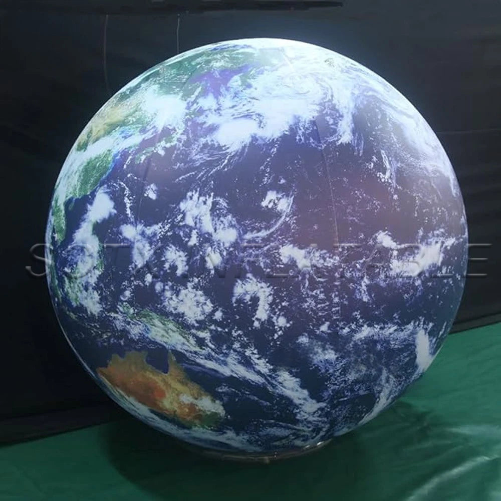 For Party Decoration Airtight PVC Inflatable Earth Ball With Led Lights Giant Inflatable Earth Globe Solar System Planet Balloon