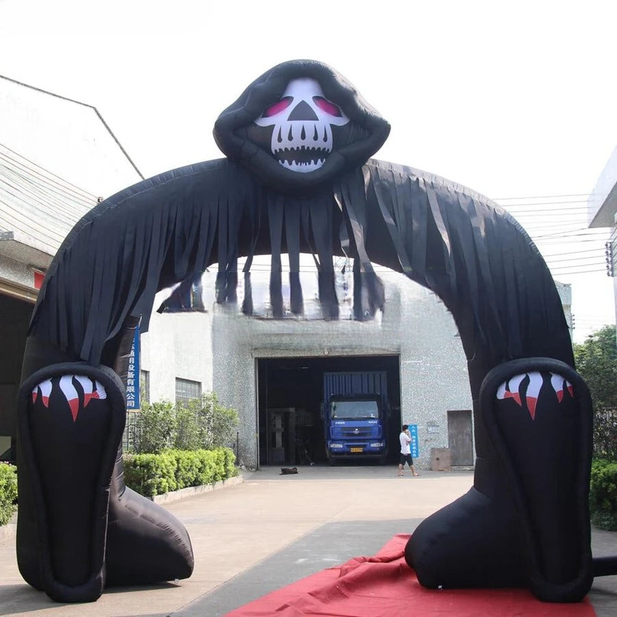 Ornaments Made By Hot Selling Horror Mask Face Black Archway Halloween Inflatable Arch For Courtyard Party Festival