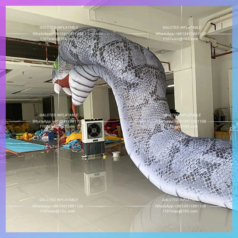 Cobra White Snake Transmission Giant inflatable simulated white snake model reptile pet  Zoo Halloween bar stage lighting props
