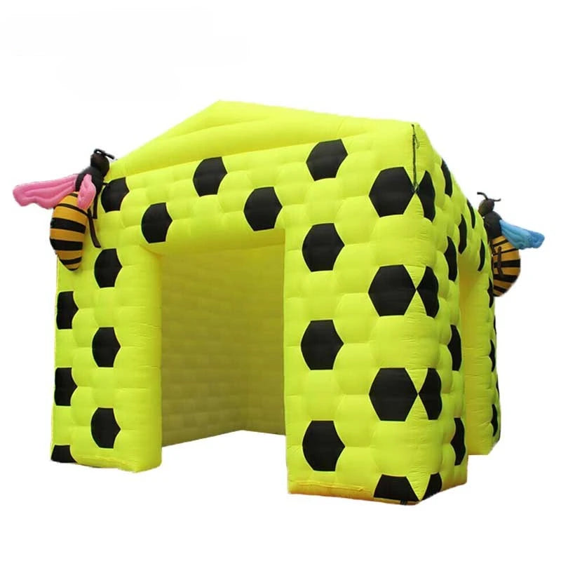 Wedding Decoration Giant Inflatable Bee Photo Booth Cartoon Bee Tent Inflatable Cube Tent with 2 Bees for Event Party