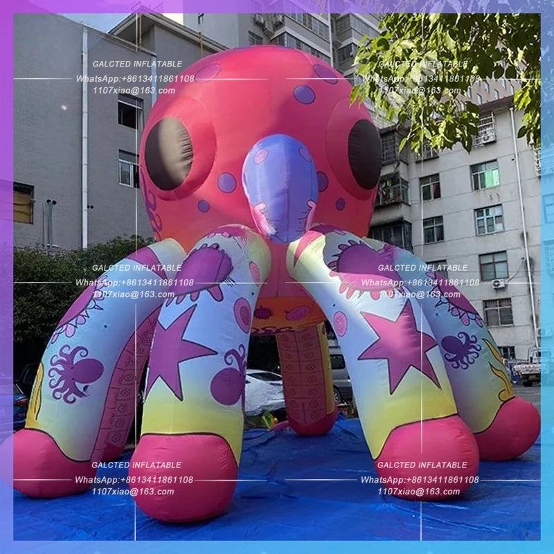 creative graffiti IP Inflatable cartoon Pink Octopus Arch model Theme Park Mall Bar drainage decoration
