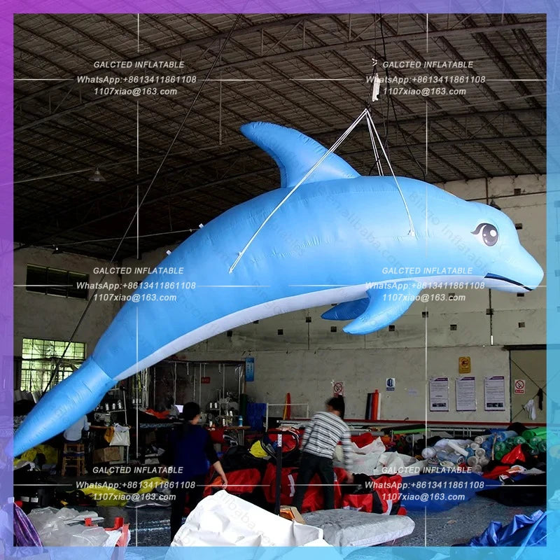 Inflatable Blue Dolphin for Ocean  Free Shipping Giant Theme Event Decoration Lovely Blow Up Hanging Dolphin Model Toys