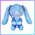 blue long hair double ponytail Inflatable seated blue anime girl model concert stage ambience lighting arrangement
