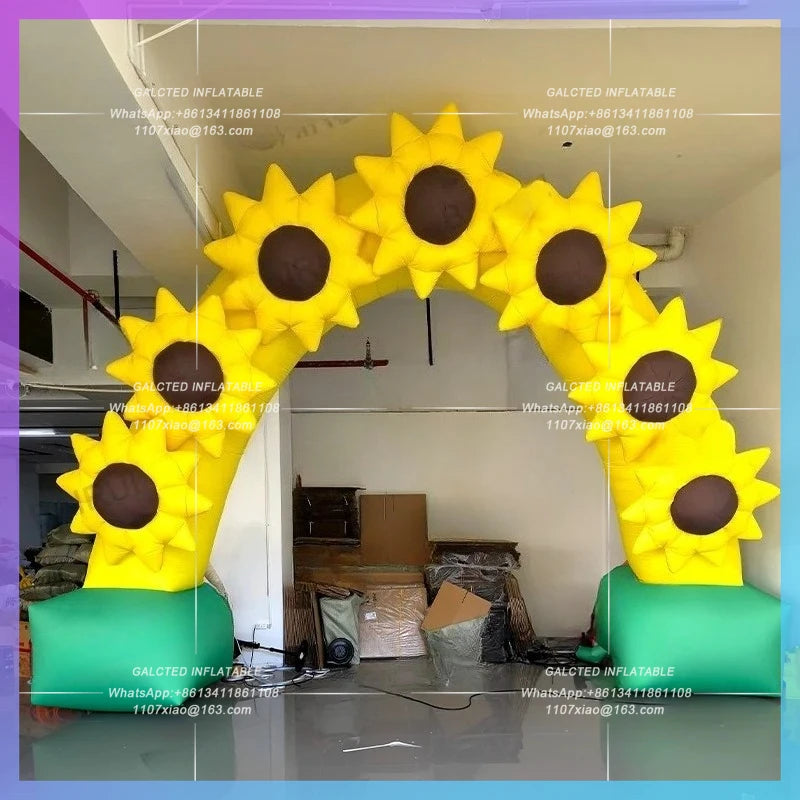 yellow ballon chrysanthemum 3X4M inflatable sunflower arch outdoor park advertising decoration