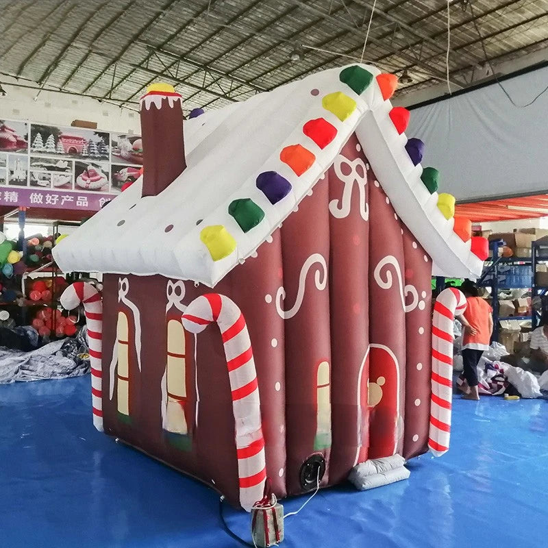 Christmas Customized Inflatable 2.7x2.7x3 Meters Inflatable Blow Up Candy House Xmas Villa For Christmas Party/Outdoor Display