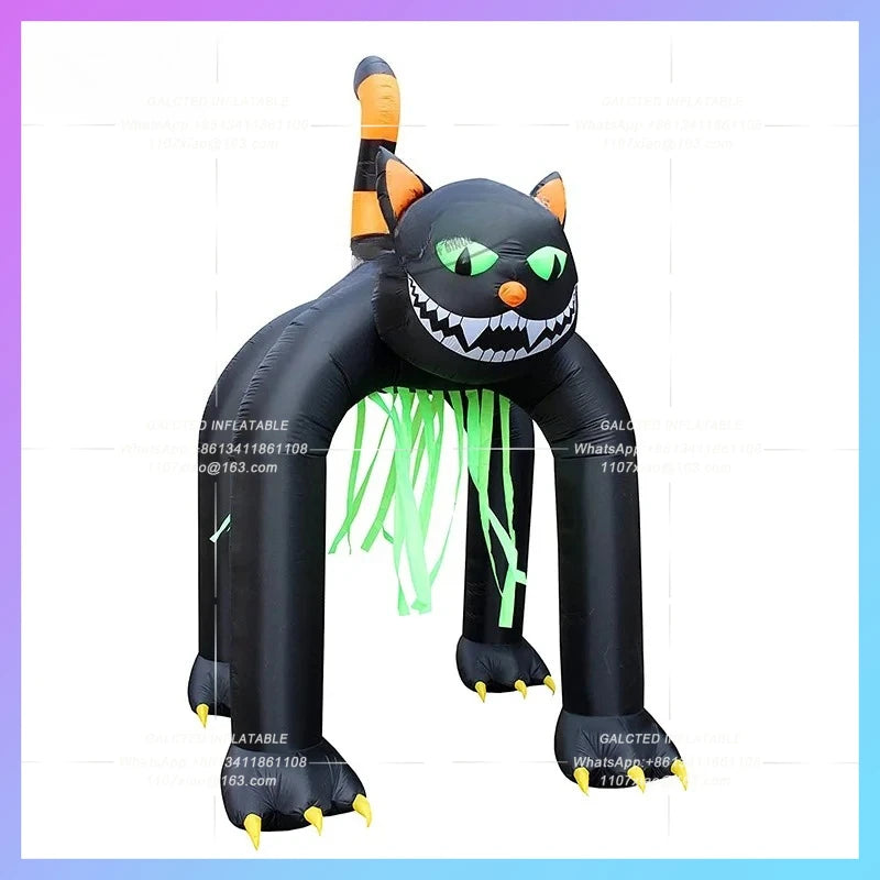 Inflatable Black Cat Arch Halloween Customized 3.2x2.5x4 Meters  Decoration For Sale