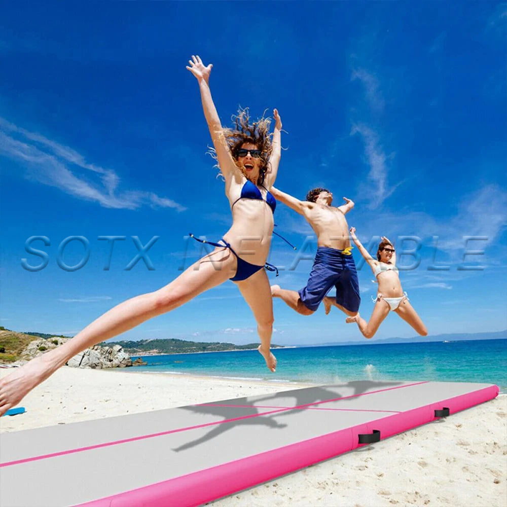 Yoga Training Floor 2024 Hot Sale Custom Logo Inflatable Air Track With Electric Pump Gymnastics Tumbling Air Mat Indoor Outdoor