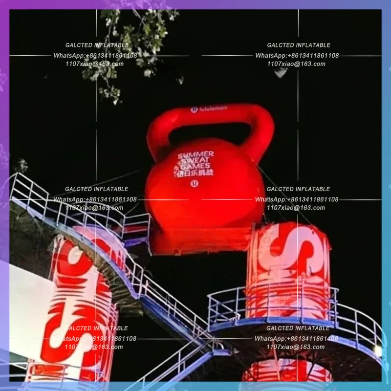 sports equipment fitness life Inflatable simulation kettlebell dumbbell model festival IP custom logo activities lighting advert