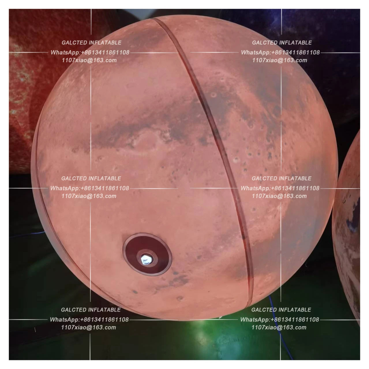 Giant Inflatable Mars Ball With LED Lights PVC airtight Planet Balloon Event Party Show Stage Decoration Advertising Hanging