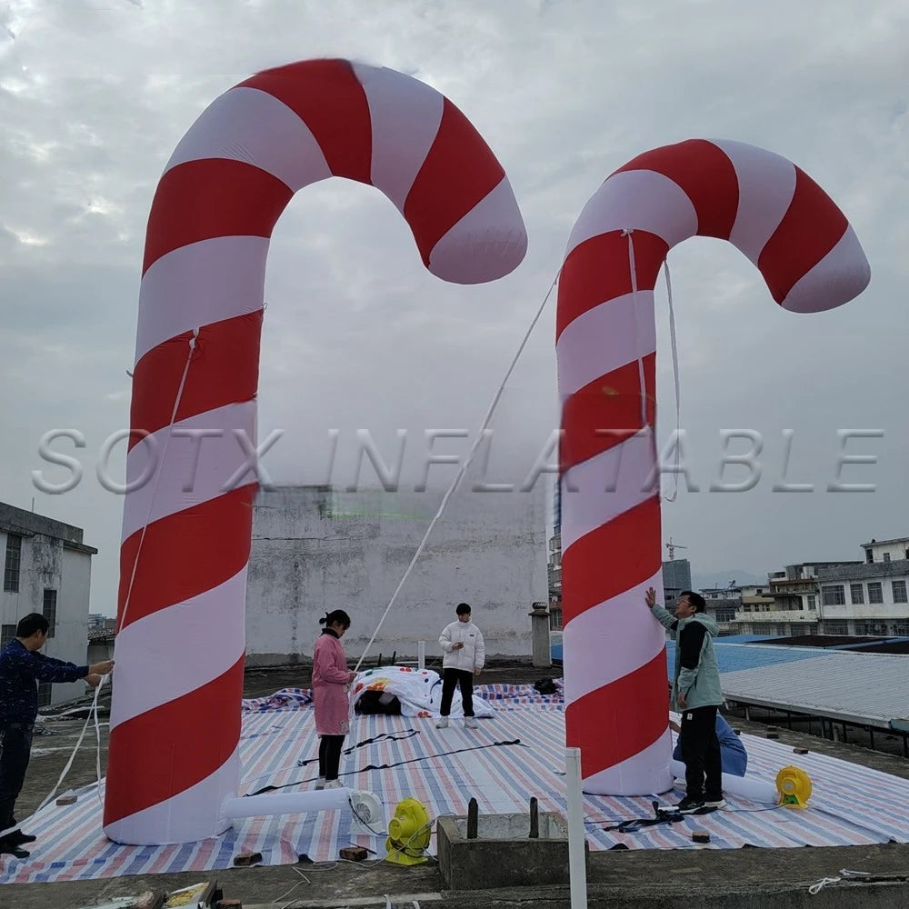 Party Event Decoration Giant 6 Meter High Inflatable Candy Cane with Led Lights Christmas Ornaments for Christmas for