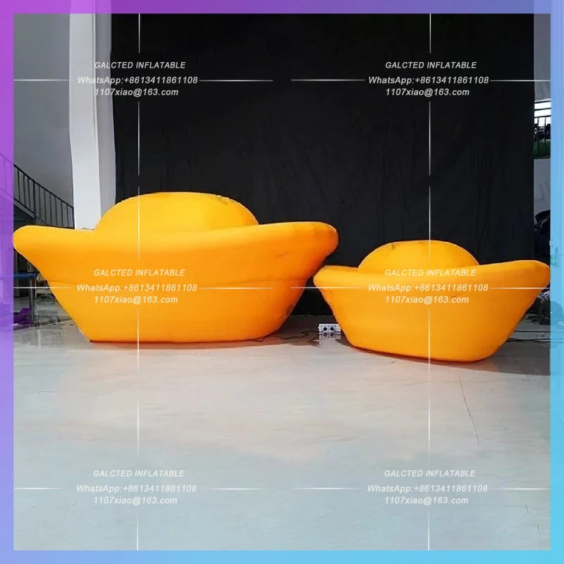 blower power oxford material Huge yellow inflatable gold bullion continue  for 2025 new year decoration