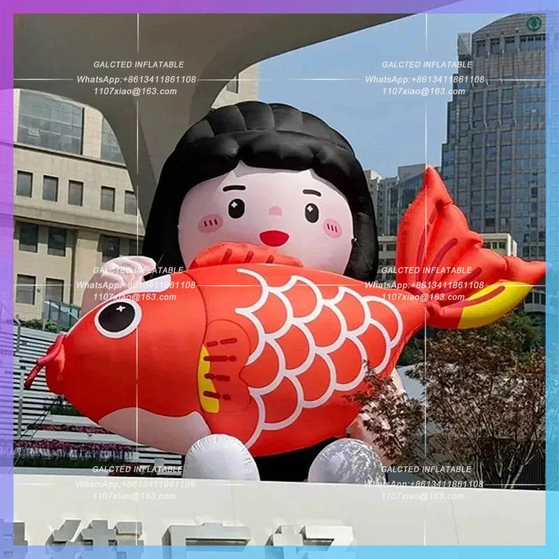 Lucky Girl this Chinese New Year shopping Inflatable Koi Girl Air Model mall in Chinatown lighting layout atmosphere