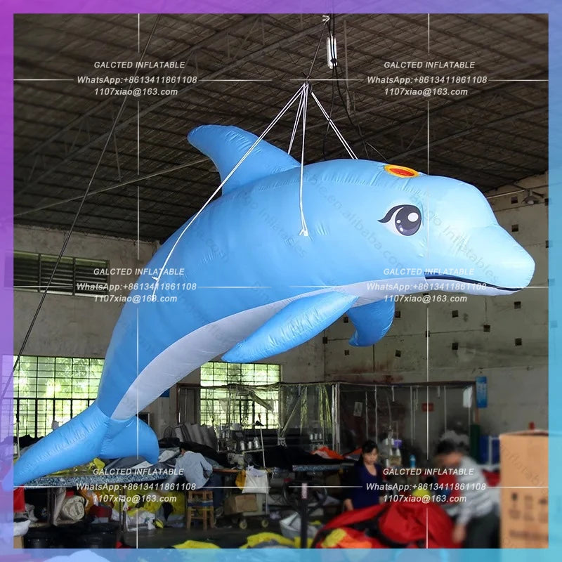 Inflatable Blue Dolphin for Ocean  Free Shipping Giant Theme Event Decoration Lovely Blow Up Hanging Dolphin Model Toys