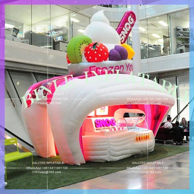 inflatable ice cream stand stall station Custom portable fast food and drink  inflatable concession tent in unique shape design