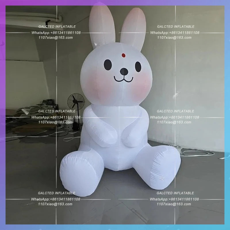 Chinese Festival mid-autumn Inflatable cartoon seat rabbit model  Festival New Year Zodiac lighting advertising props