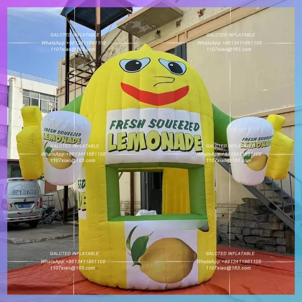 Lemon Drink Stand Kiosk Advertising Cute Inflatable  Trade Show Tent Sales Counter for Promotion Event