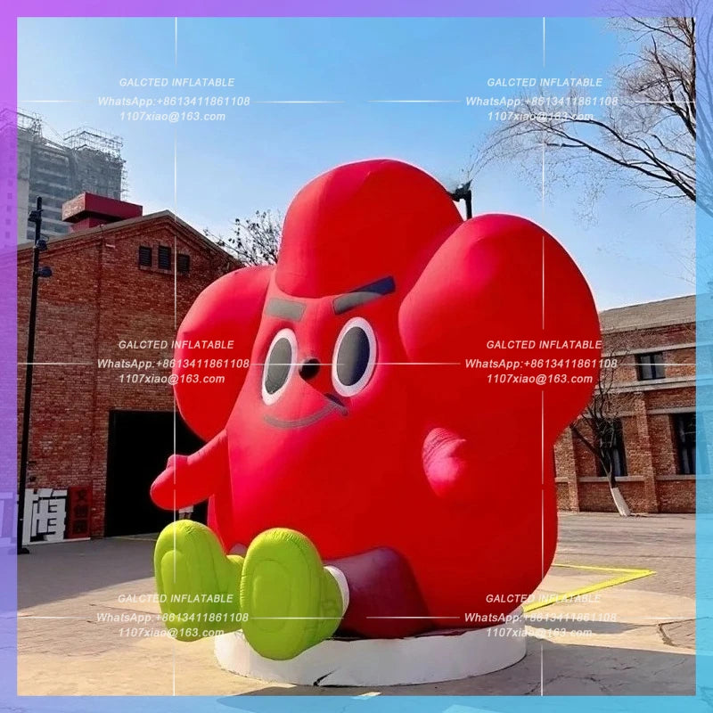 cute air blow red flower Red inflatable flower cartoon doll square decoration