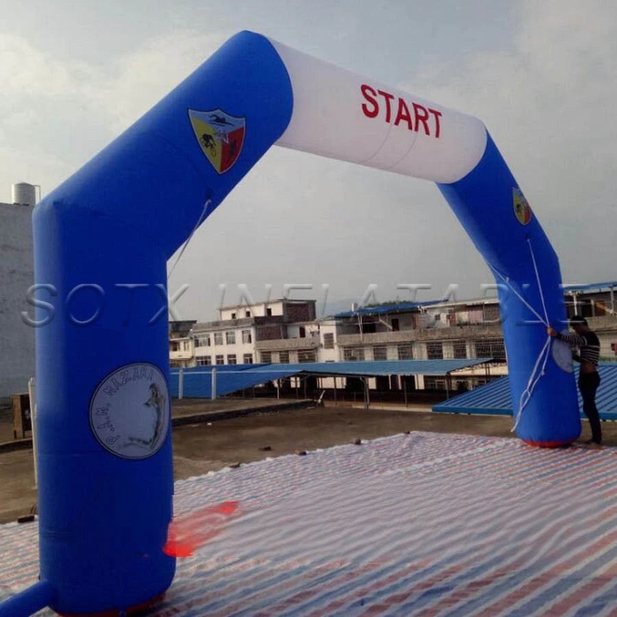 for Advertising Blue and White Inflatable Finish Line Arch with Logo