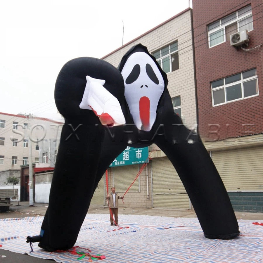 Event Deco Made By 4mWx3mH Black Horror Inflatable Halloween Decor Outdoor Cartoon Giant Monster For Holiday