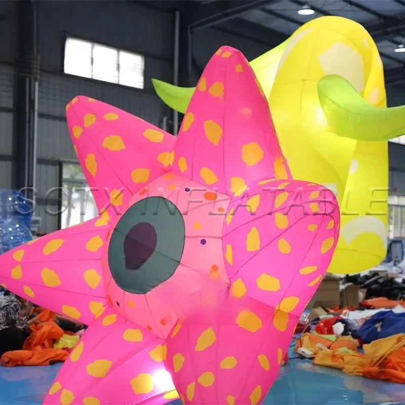 Advertising Wedding Event Giant Inflatable Artificial Flower Decoration Inflatable Ground Flower Model with Light for Show