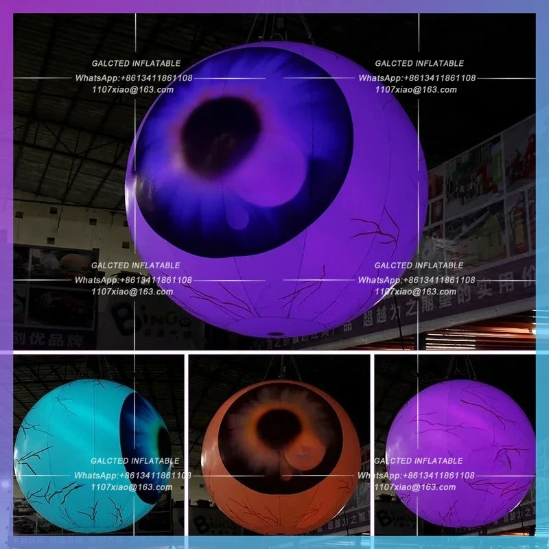 Inflatable Halloween Eyeball Model Personalized 2~3 Meters Hanging With LED Lighting For Decoration-Toys