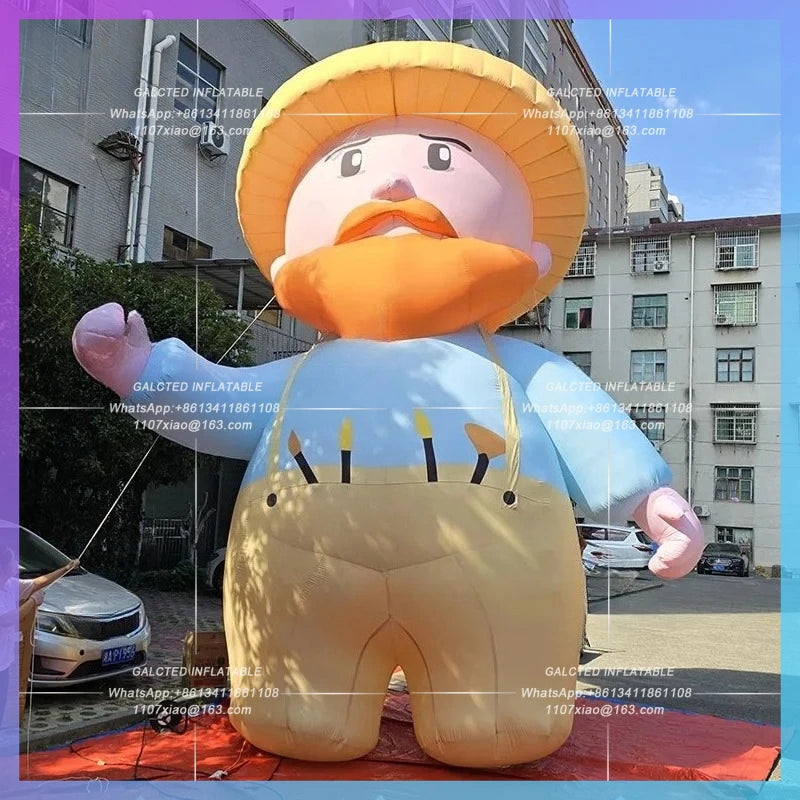 Grandpa model overalls IP Inflatable cartoon yellow sun hat painter creative art park drainage props