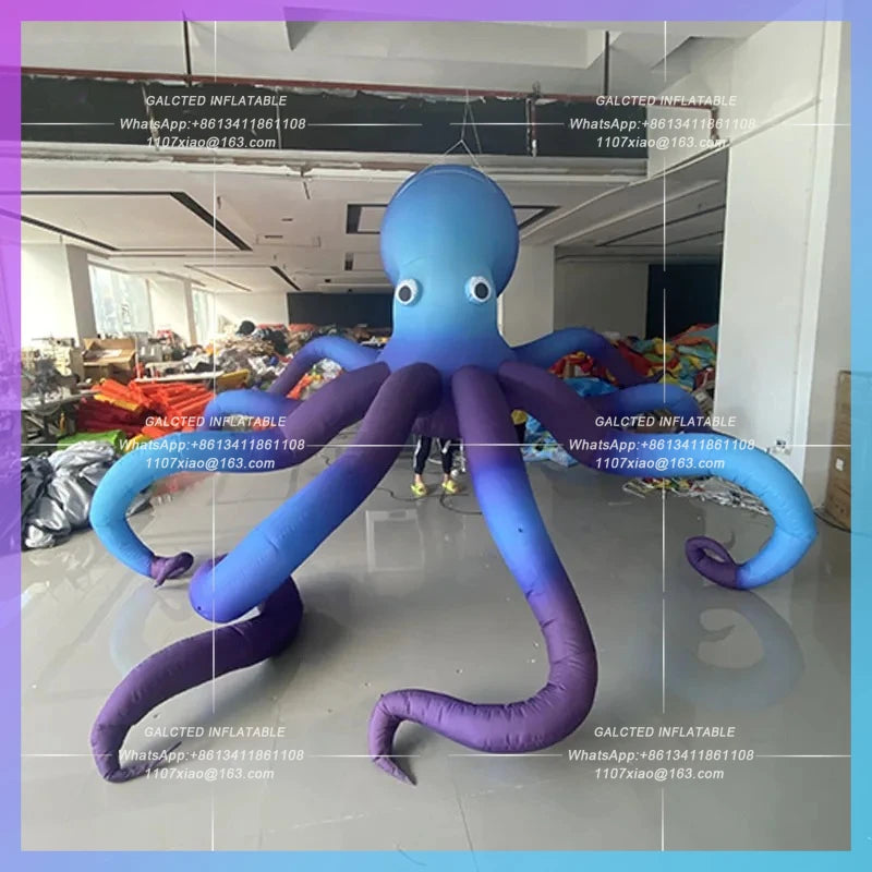 night club hanging decoration building Inflatable Octopus Model Blue Octopus Barfaçade ocean park atmosphere props