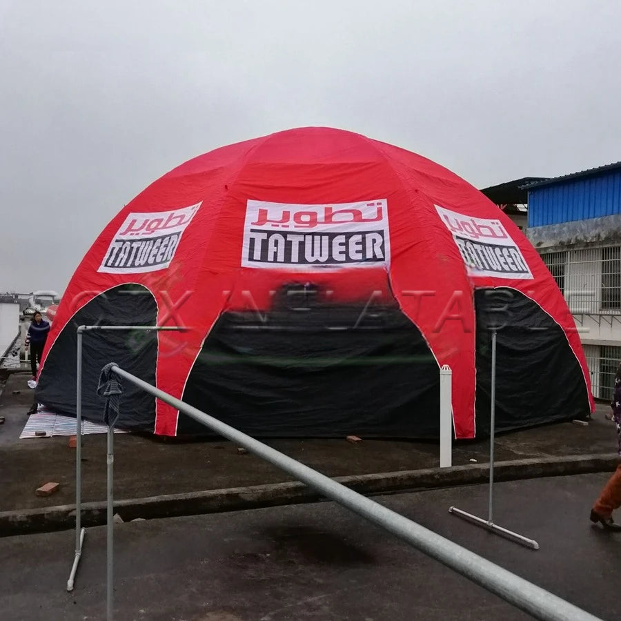 Curtain for Advertising Custom 10m Diameter with 8 Legs Fully covered Red Inflatable Spider Tent with Black Door