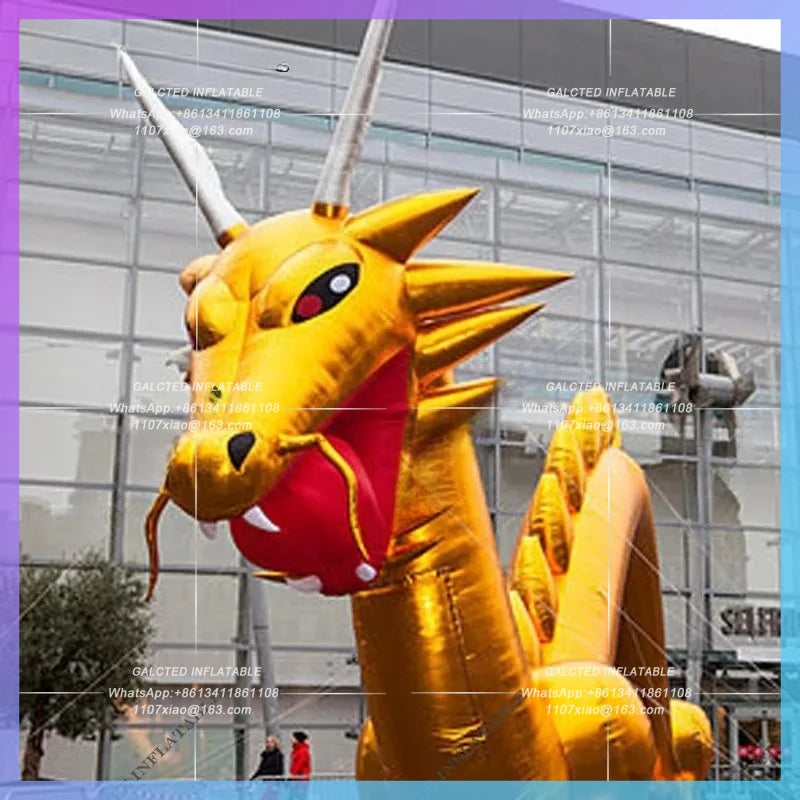 Chinese Style Inflatable Dragon Large Size Inflatable Golden Dragon With Ball,Character Mascot Balloon For Advertising Events