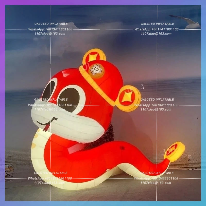 inflatable snake red lucky new year Customize production  cartoon animal big eye snakes new year decoration