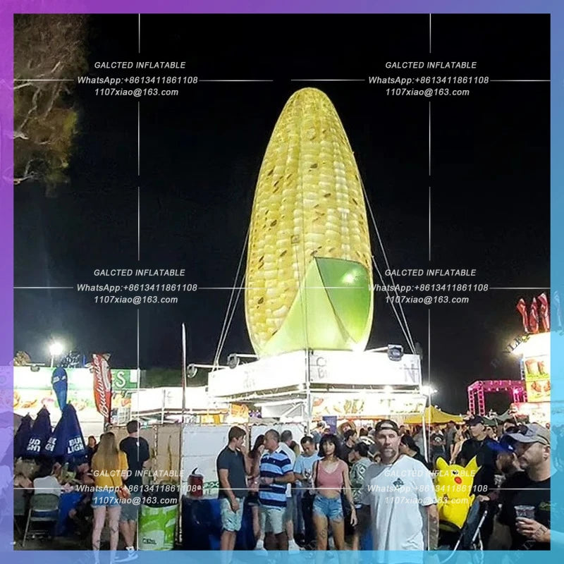 Inflatable Corn Replica With Led Lights Vivid Giant  Promotional Corn Vegetables Model For Roof Decoration