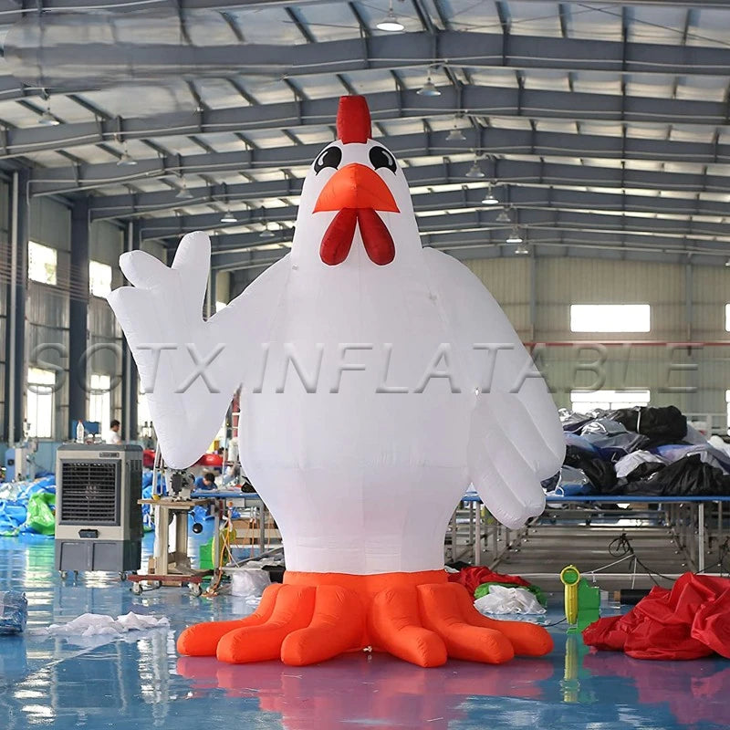 Event Activity Decorations 4m Inflatable Cock Rooster Model Advertising Chicken with Air Blower for Commercial Advertising