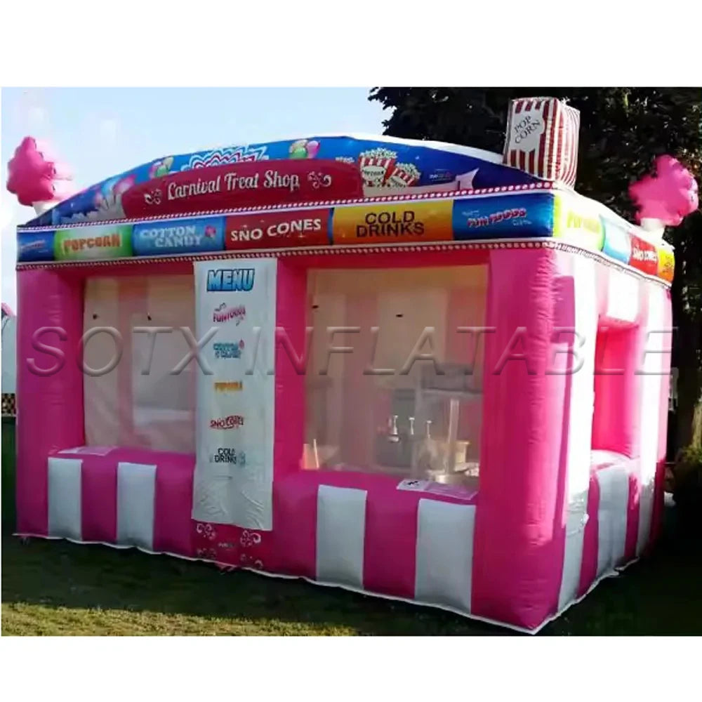 Store For Advertising Pink Inflatable Concession Stand Portable Carnival Inflatable Treat Shop Tent Stand Booth Candy Popcorn