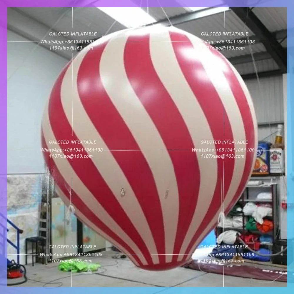 Inflatable Hot Air Balloon LED Lighted Airtight Pvc Giant With Strips Inflatable Screw Spiral Ball For Irish Eurovision Entry
