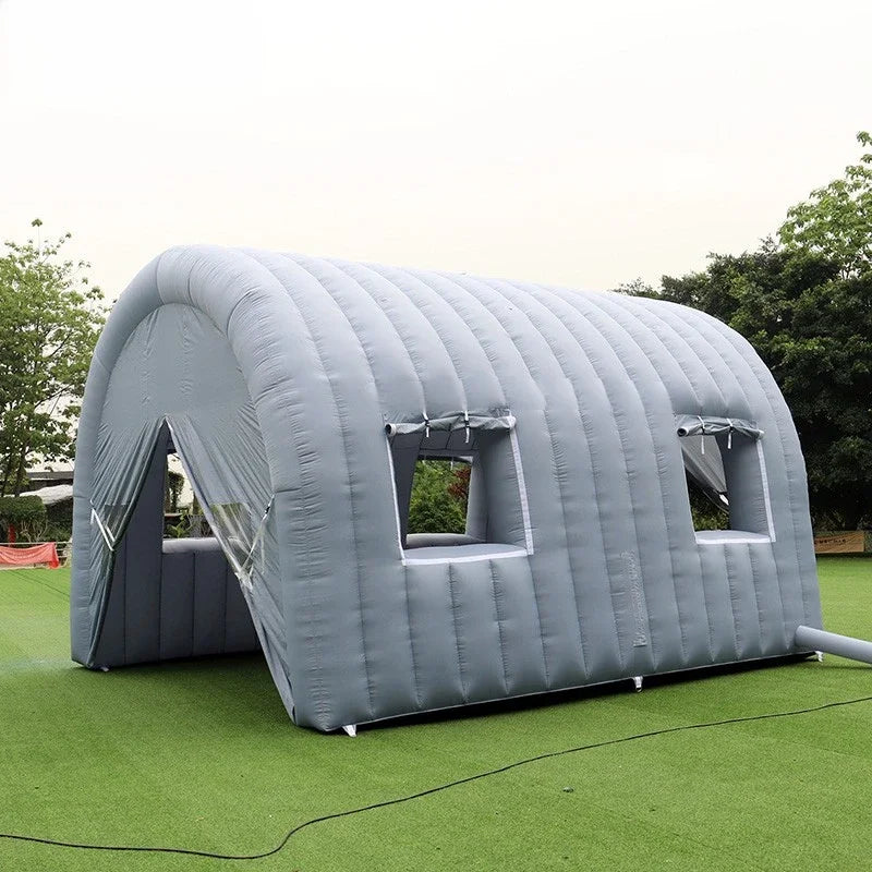 Inflatable Tunnel 6X4.6X4.1M Grey Tent With Windows &Curtains Arched Shelter Archway Entrance For Exhibition Advertising Events