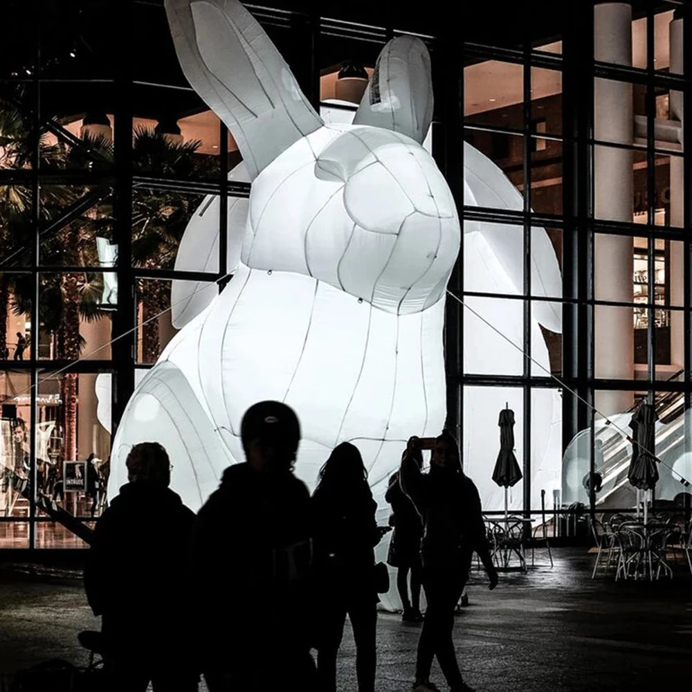 For Holiday Decoration Promotion Outdoor Home Lawn White Giant Inflatable Easter Bunny With Led Lights Large Rabbit Animal Model