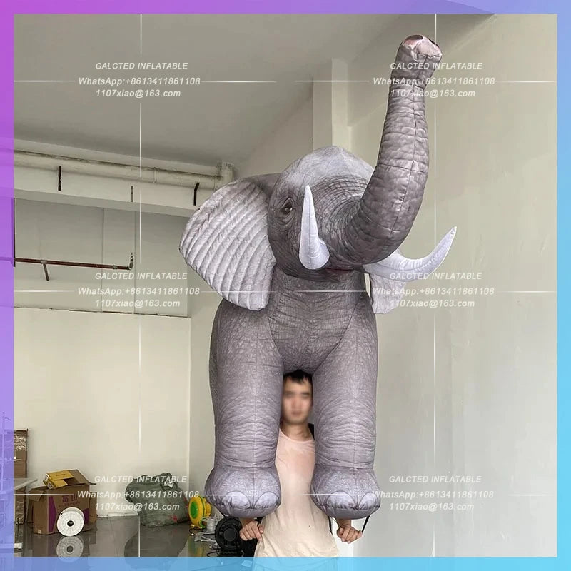 human back Walking Zoo Wild Elephant Inflatable simulated elephant air model  Valley Amusement Park Parade Interactive props